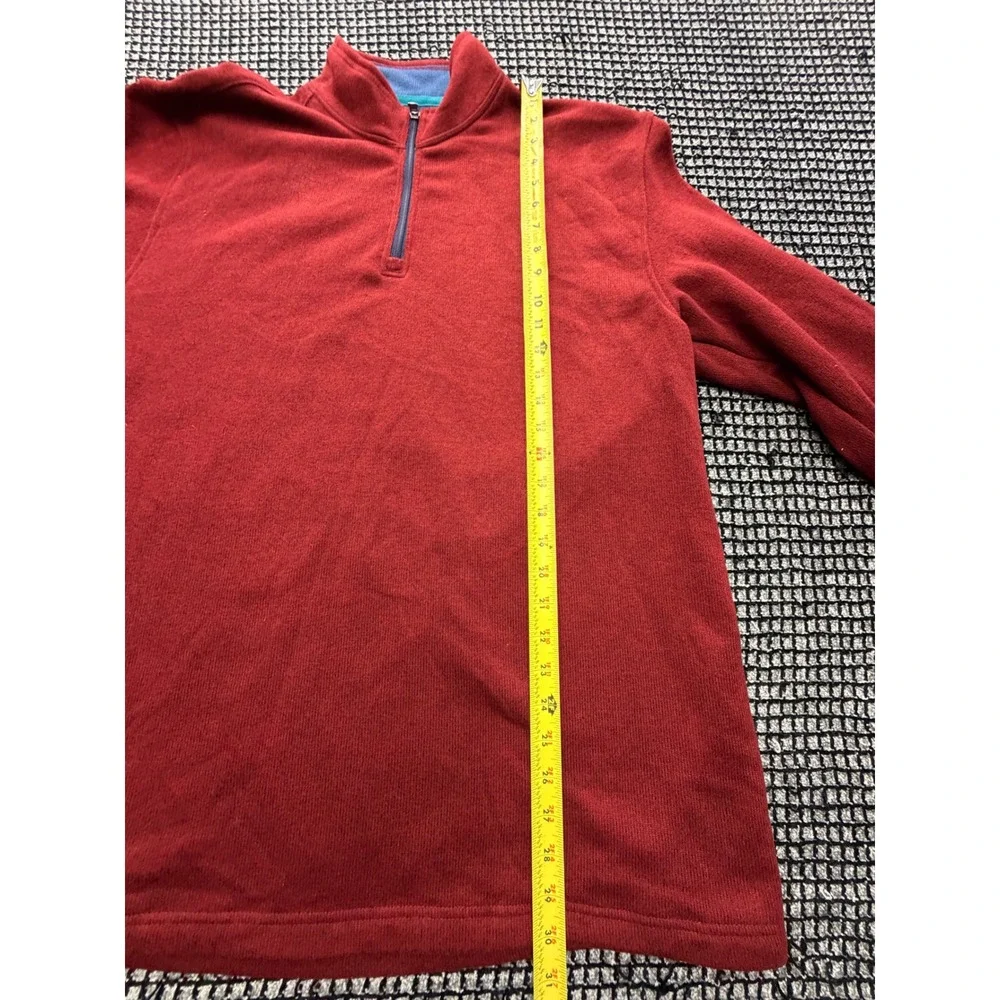 IZOD Quarter Zip Pullover Mens XL Red Heathered Knit Mock Neck
